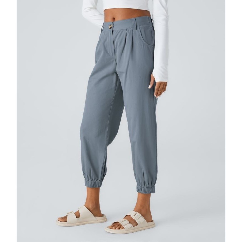 Halara Sz XL Blue Cotton Mid Rise Casual Pull On Joggers Pockets